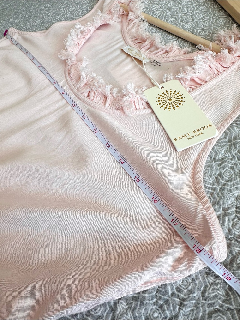 NEW! Ramy Brook Powder Pink Ray Jumpsuit Fringe Neckline Ankle Cuffs Size XS - Picture 11 of 15